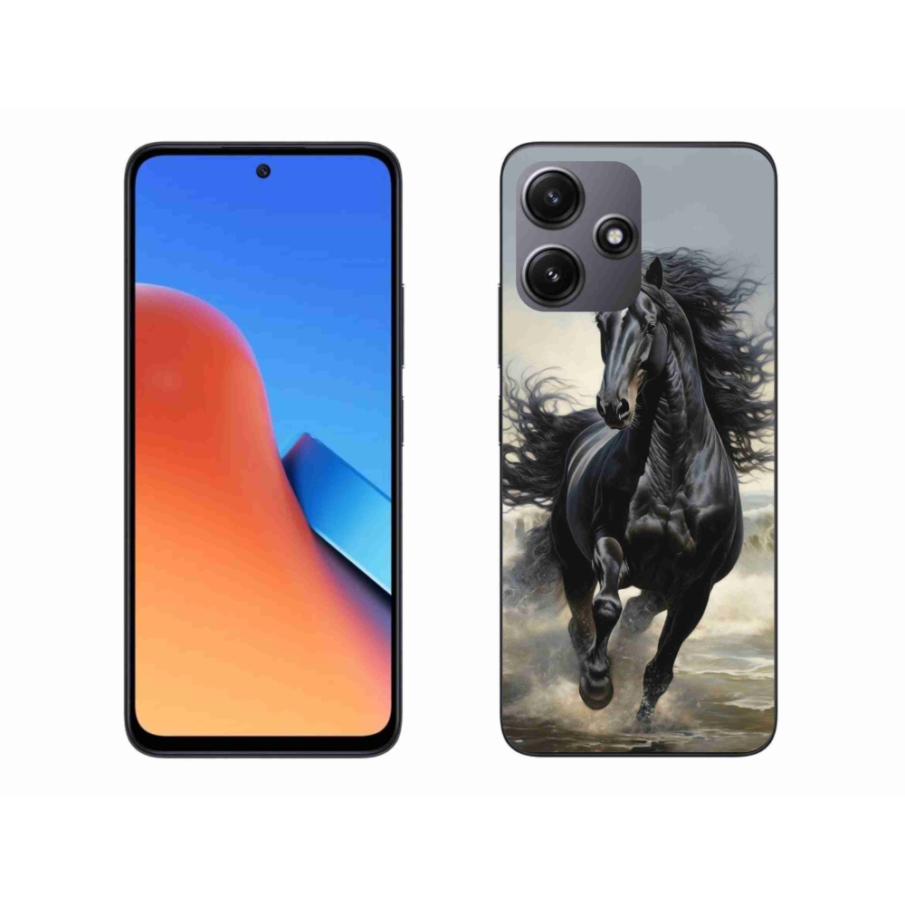 Gél borító mmCase a Xiaomi Redmi 12 5G - futó fekete lóhoz