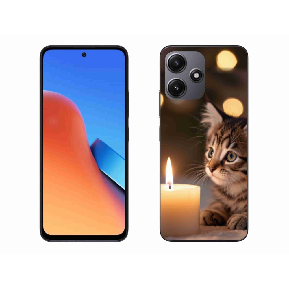 Gél borító mmCase a Xiaomi Redmi 12 5G-hez - cica és gyertya