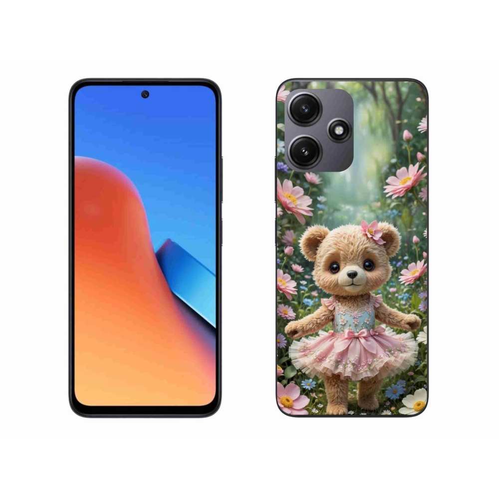 Gél borító mmCase a Xiaomi Redmi 12 5G-hez - aranyos mackó virágokban