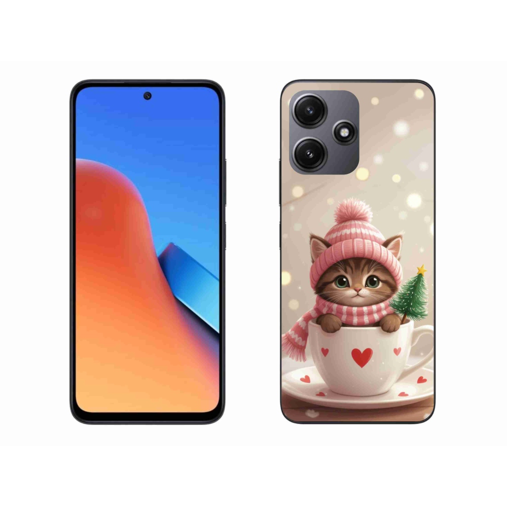 Gél borítás mmCase a Xiaomi Redmi 12 5G-hez - Karácsonyi cica a csészében