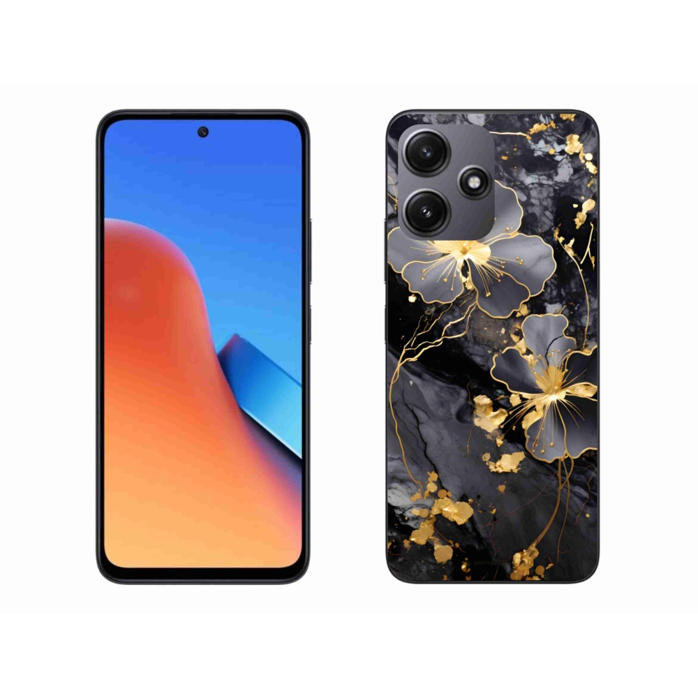 Gél borítás mmCase a Xiaomi Redmi 12 5G számára - arany virágok