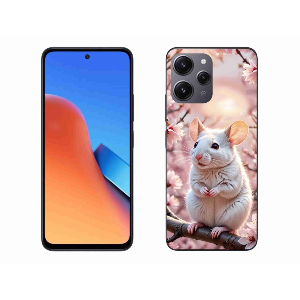 Gél borító mmCase a Xiaomi Redmi 12-hez - fehér egér az ágon