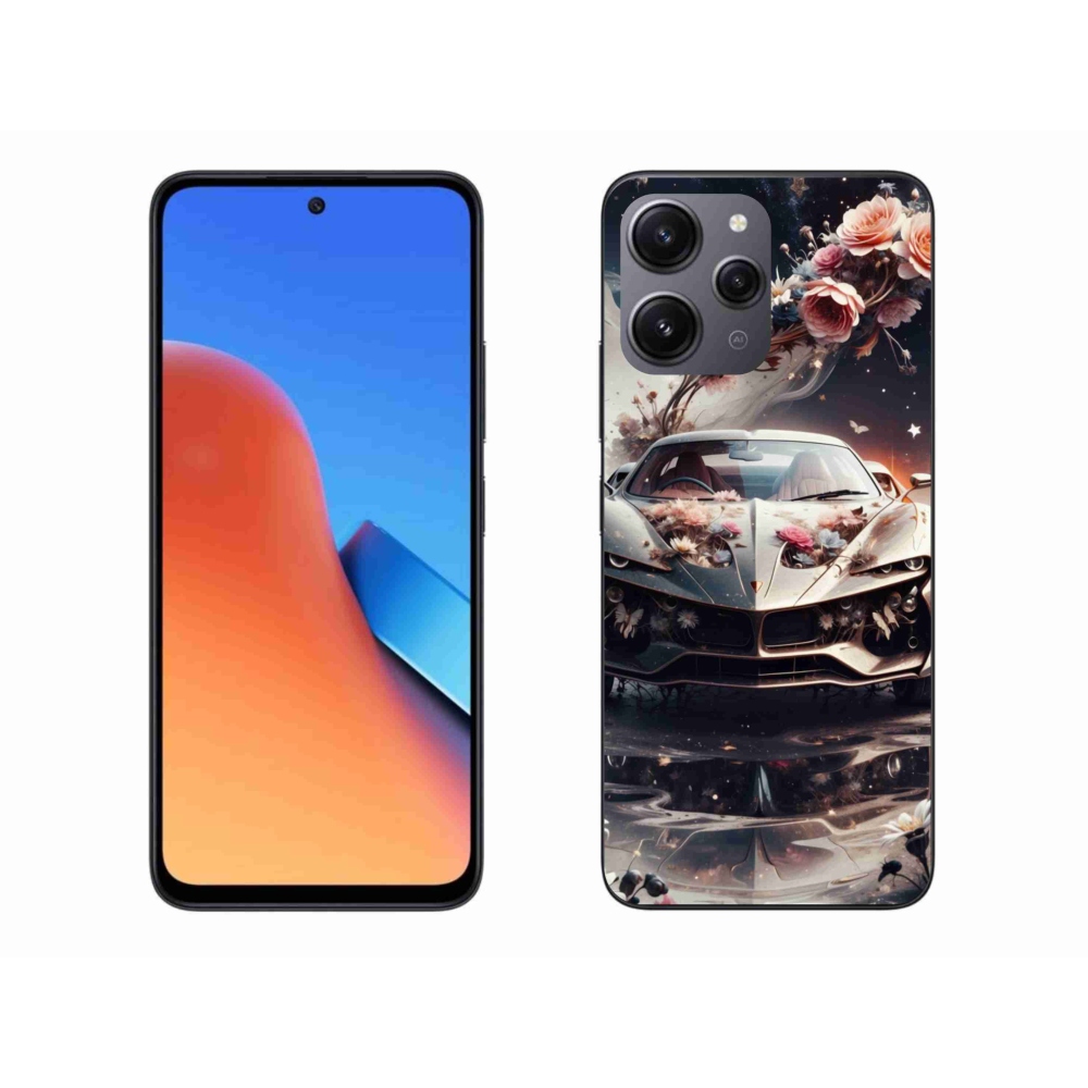Gél borító mmCase a Xiaomi Redmi 12-hez - virágos sportkocsi