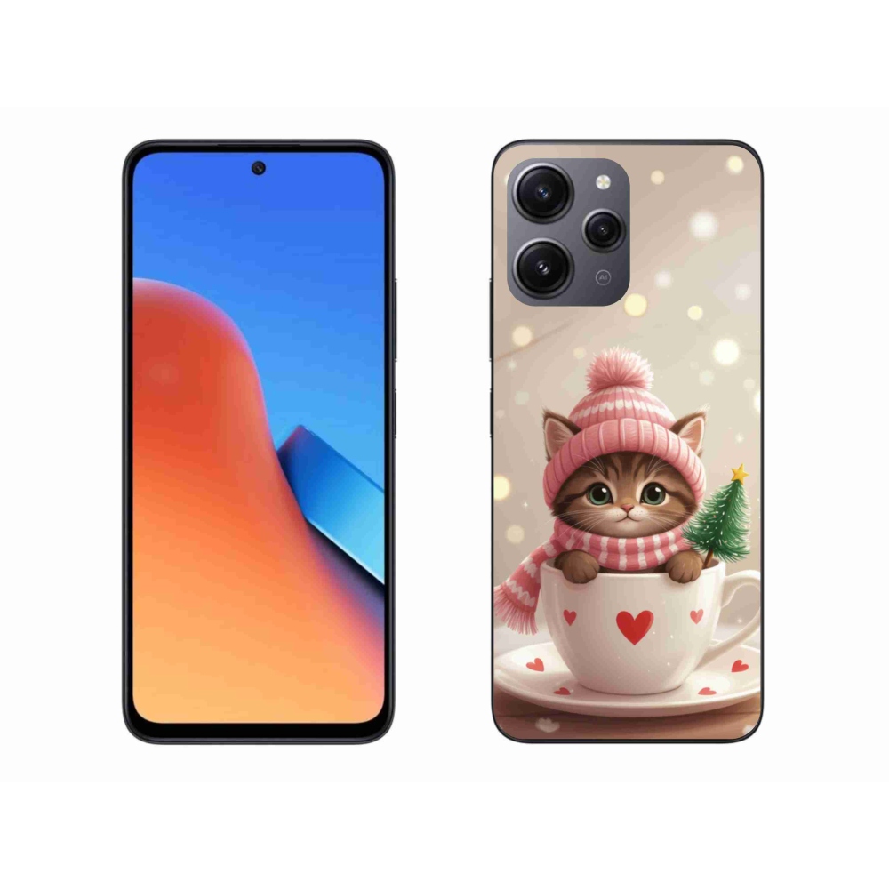 Gél borítás mmCase a Xiaomi Redmi 12-hez - Karácsonyi cica a csészében