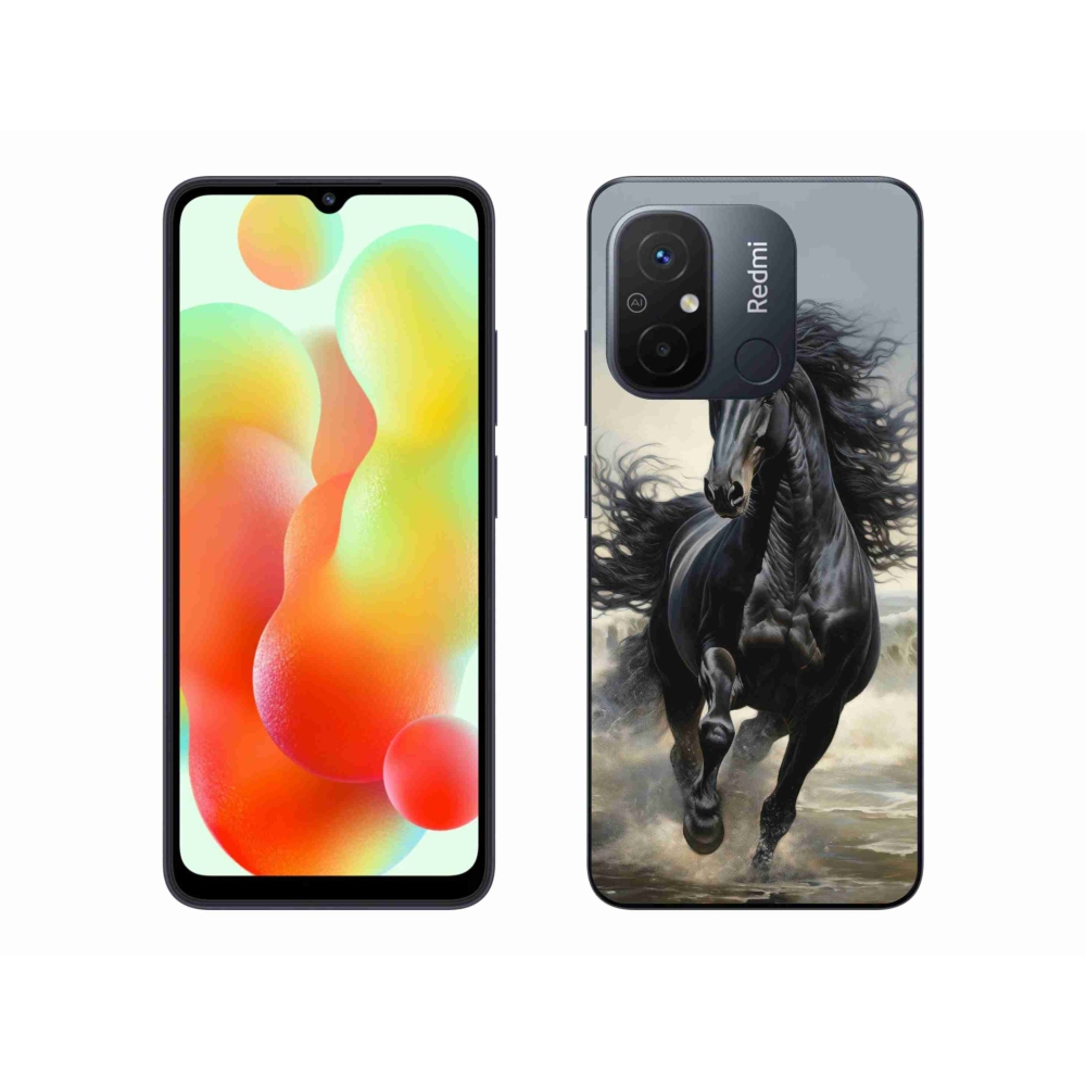 Gél borítás mmCase a Xiaomi Redmi 12C-hez - fekete ló futás