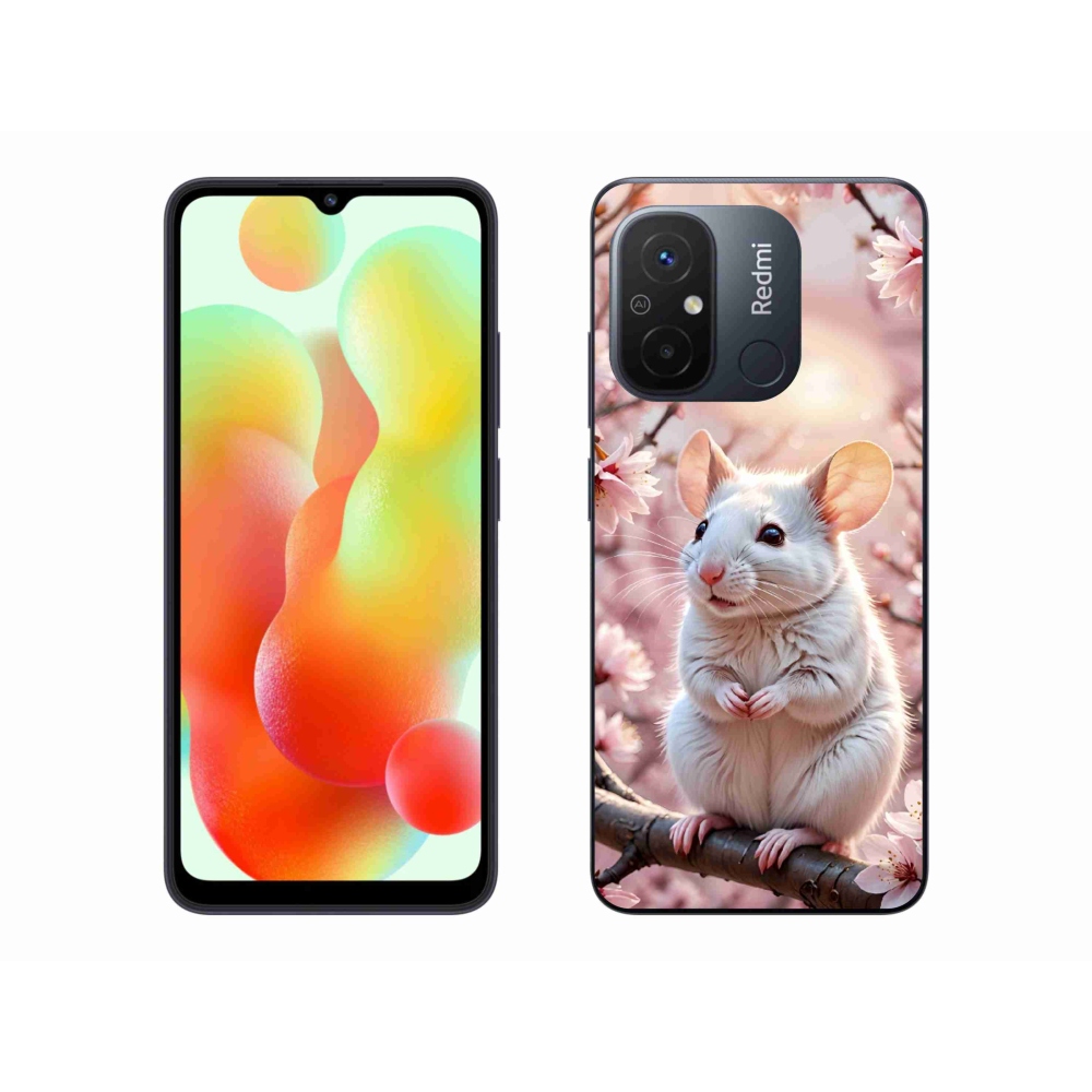 Gél borító mmCase a Xiaomi Redmi 12C-hez - fehér egér az ágon