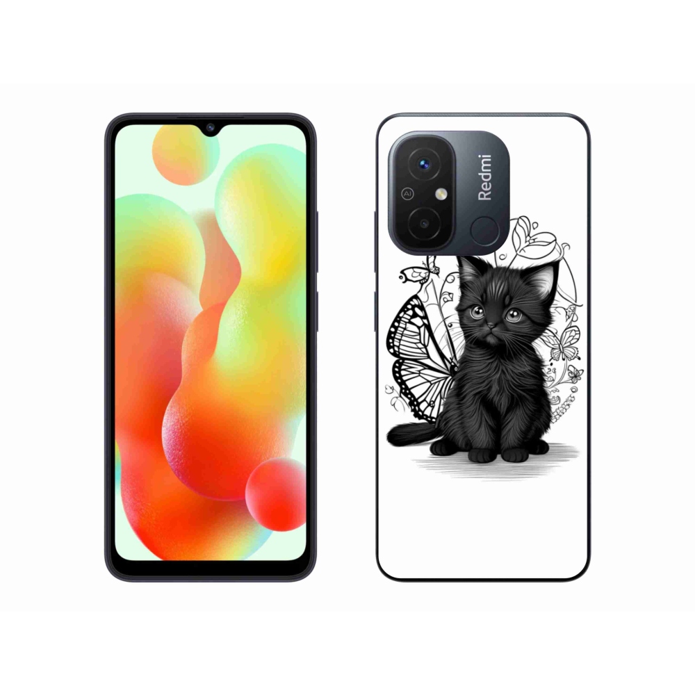 Gél borítás mmCase a Xiaomi Redmi 12C-hez - fekete cica