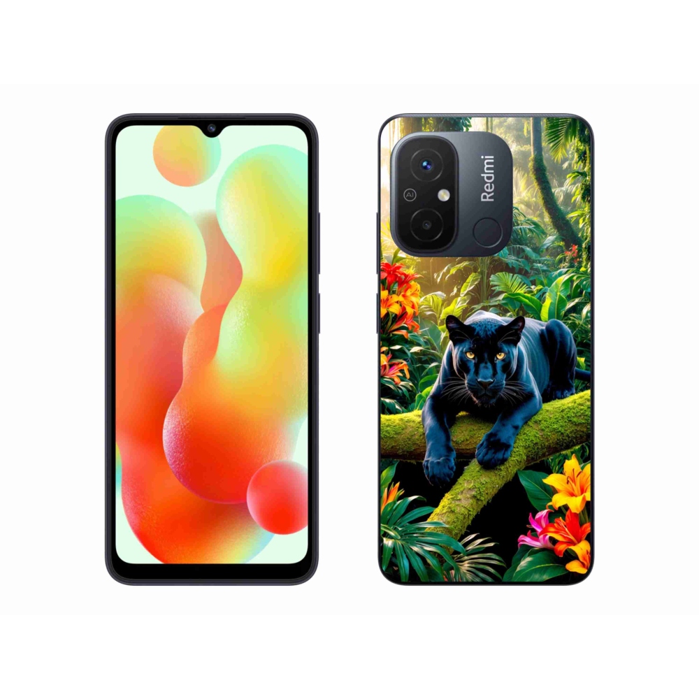 Gél borítás mmCase a Xiaomi Redmi 12C-hez - fekete párduc a dzsungelben