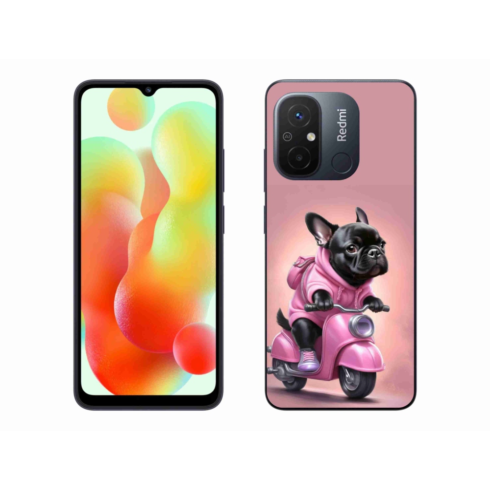 Gél borítás mmCase a Xiaomi Redmi 12C-hez - francia bulldog egy robogón