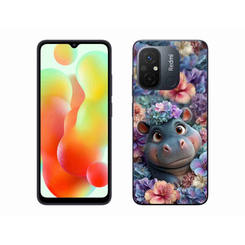 Gél borítás mmCase a Xiaomi Redmi 12C-hez - víziló virágokban
