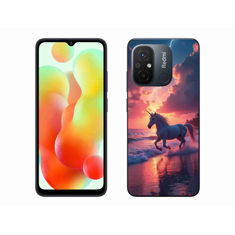 Gél borítás mmCase a Xiaomi Redmi 12C-hez - egyszarvú a tengerparton