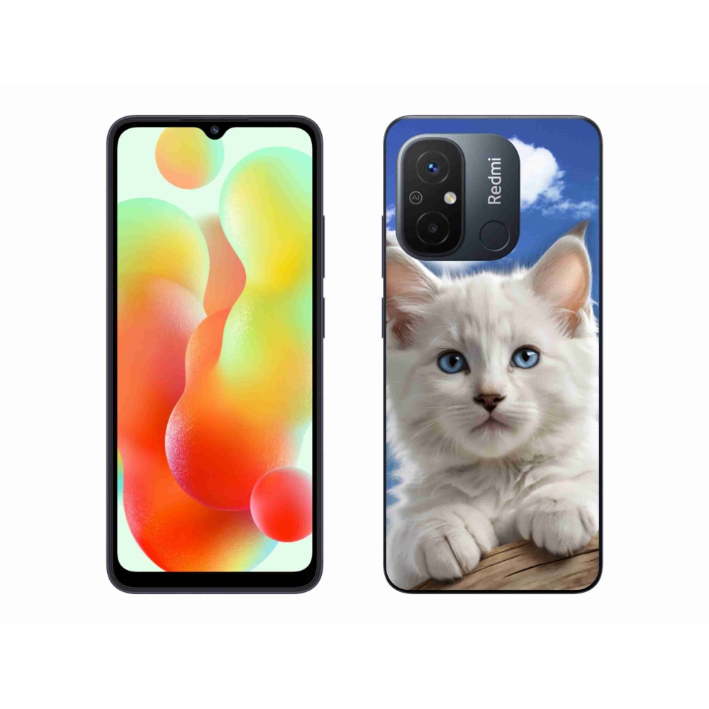 Gél borító mmCase a Xiaomi Redmi 12C-hez - cica és felhők