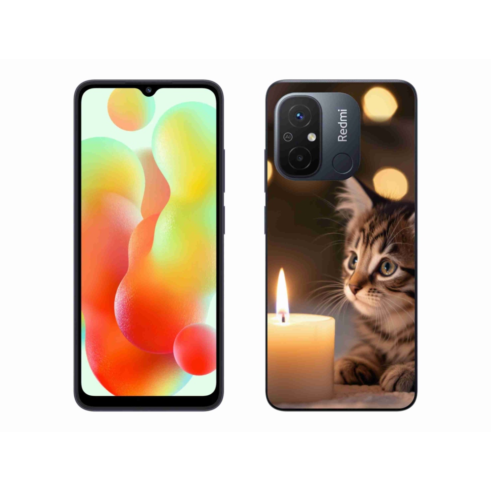 Gél borító mmCase a Xiaomi Redmi 12C-hez - cica és gyertya