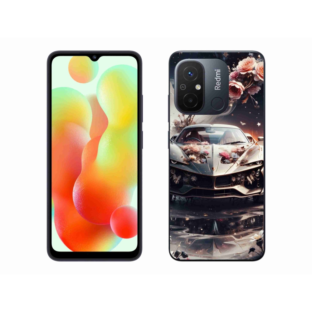 Gél borítás mmCase a Xiaomi Redmi 12C-hez - virágos sportkocsihoz