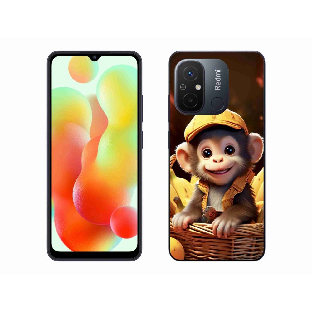 Gél borítás mmCase a Xiaomi Redmi 12C-hez - majom a kosárban