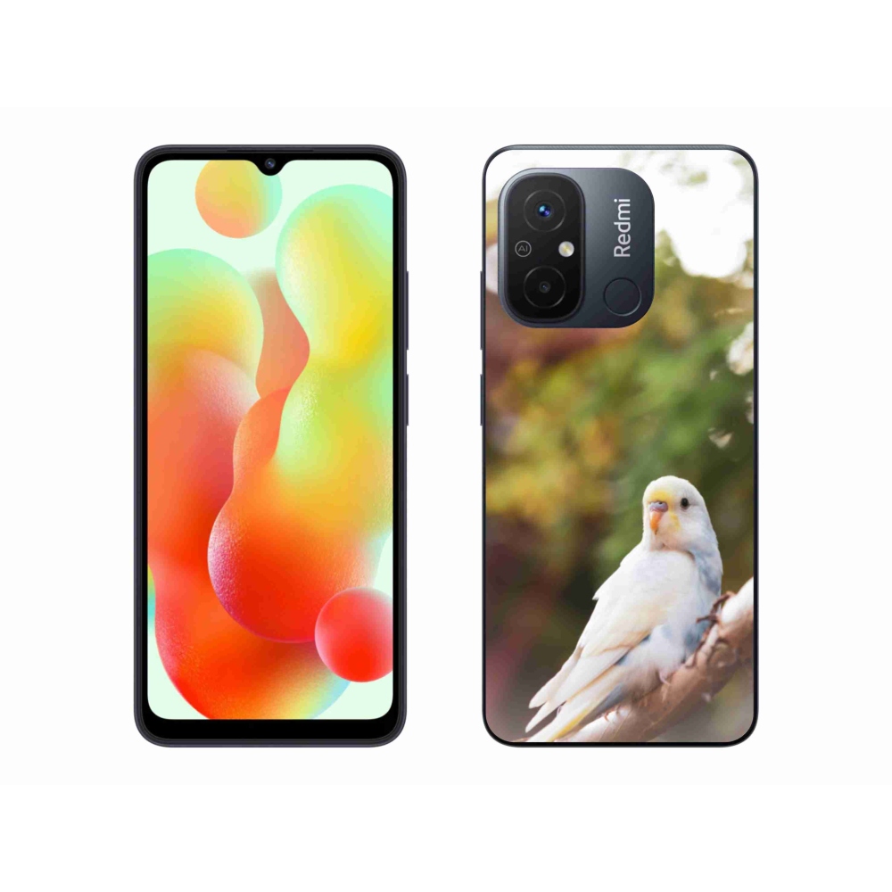 Gél borító mmCase a Xiaomi Redmi 12C-hez - papagáj és fehér