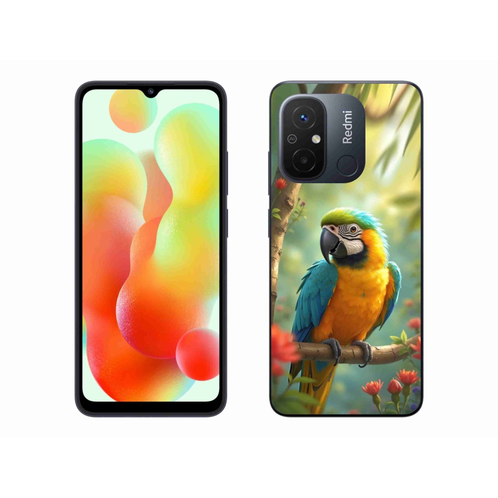 Gél borítás mmCase a Xiaomi Redmi 12C-hez - papagáj ara kék és sárga