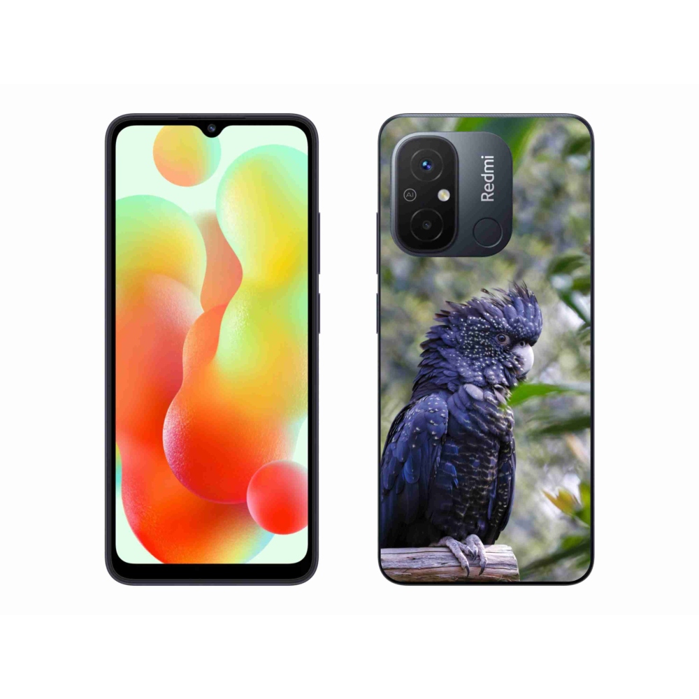 Gél borítás mmCase a Xiaomi Redmi 12C-hez - papagáj kakadu fekete