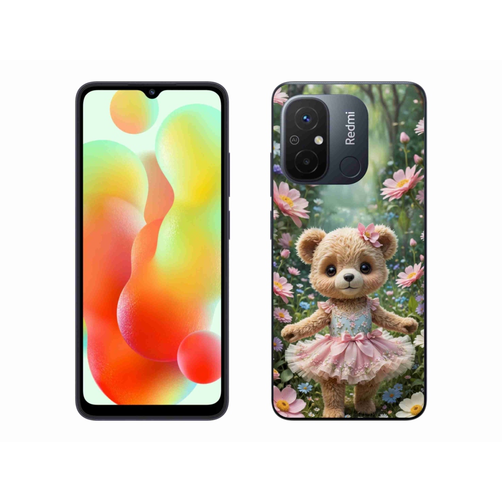 Gél borítás mmCase a Xiaomi Redmi 12C-hez - aranyos mackó virágokkal