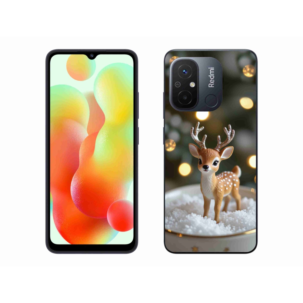 Gél borító mmCase a Xiaomi Redmi 12C-hez - aranyos karácsonyi szarvasok
