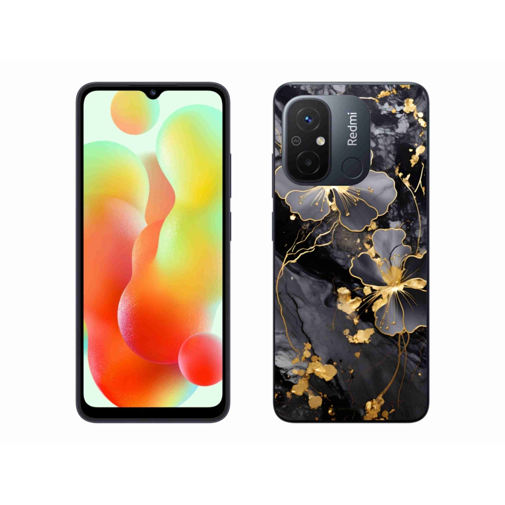Gél borítás mmCase a Xiaomi Redmi 12C-hez - arany virágok