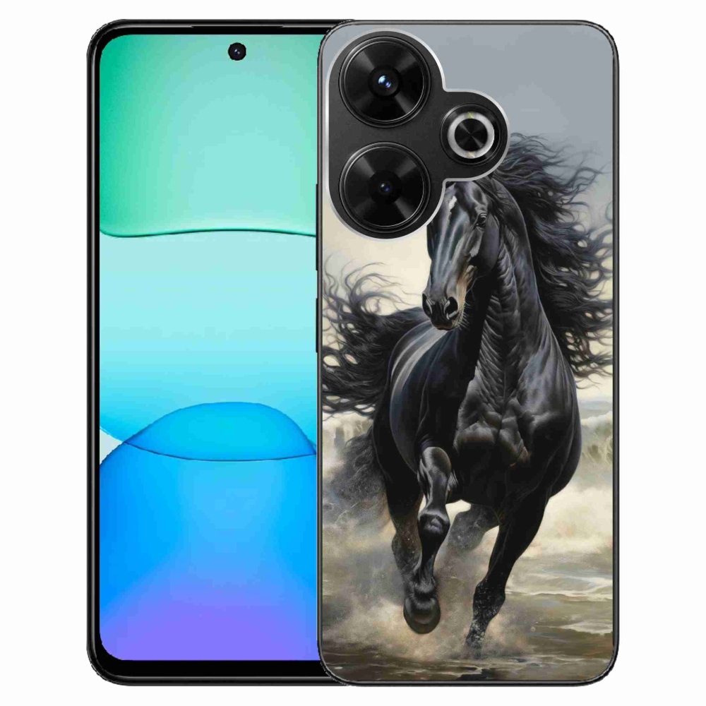 Gél borítás mmCase a Xiaomi Redmi 13 4G / Poco M6 4G - futó fekete lóhoz