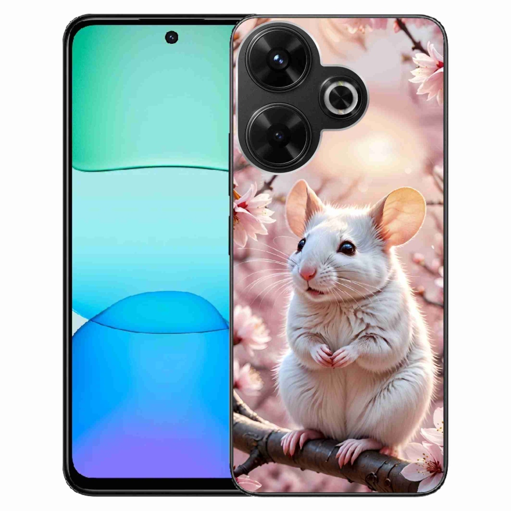 Gél borítás mmCase a Xiaomi Redmi 13 4G / Poco M6 4G - fehér egér az ágon