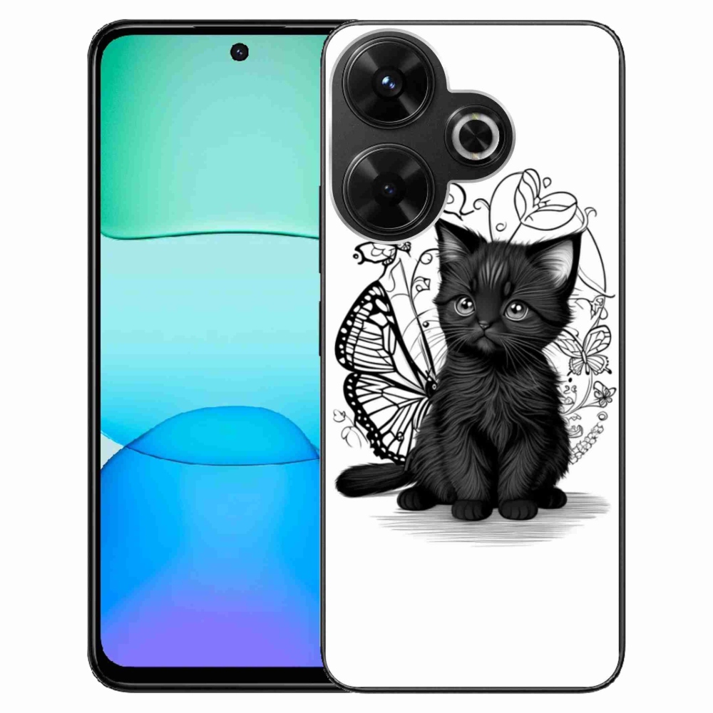 Gél borítás mmCase a Xiaomi Redmi 13 4G/Poco M6 4G számára - fekete cica