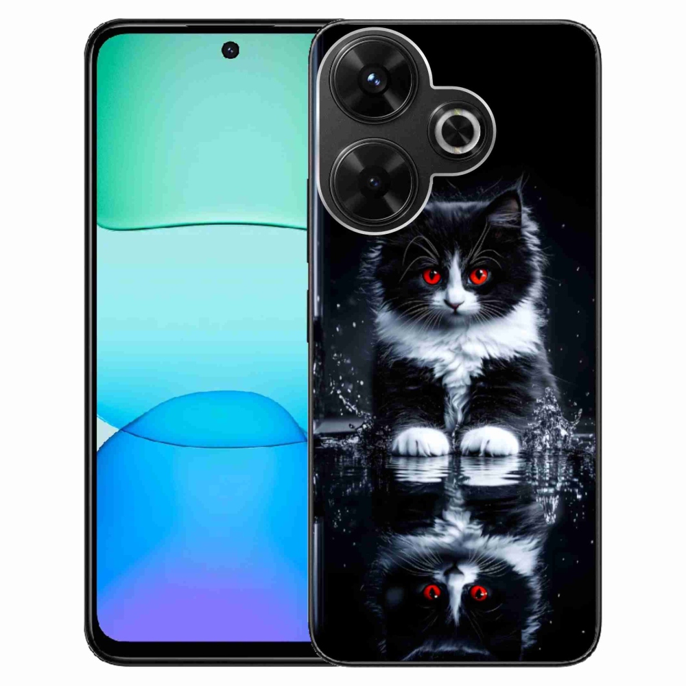 Gél borítás mmCase a Xiaomi Redmi 13 4G/Poco M6 4G számára - fekete-fehér cica