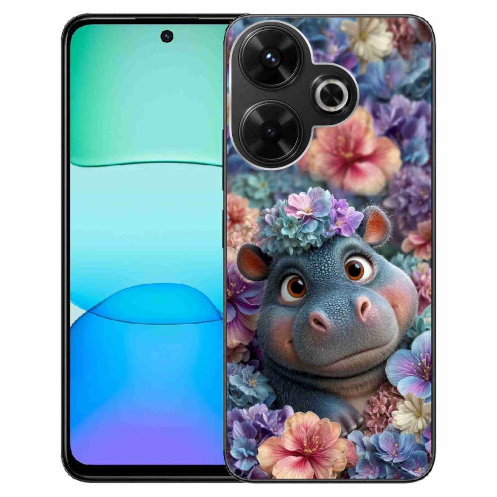 Gél borítás mmCase a Xiaomi Redmi 13 4G / Poco M6 4G - víziló virágokban