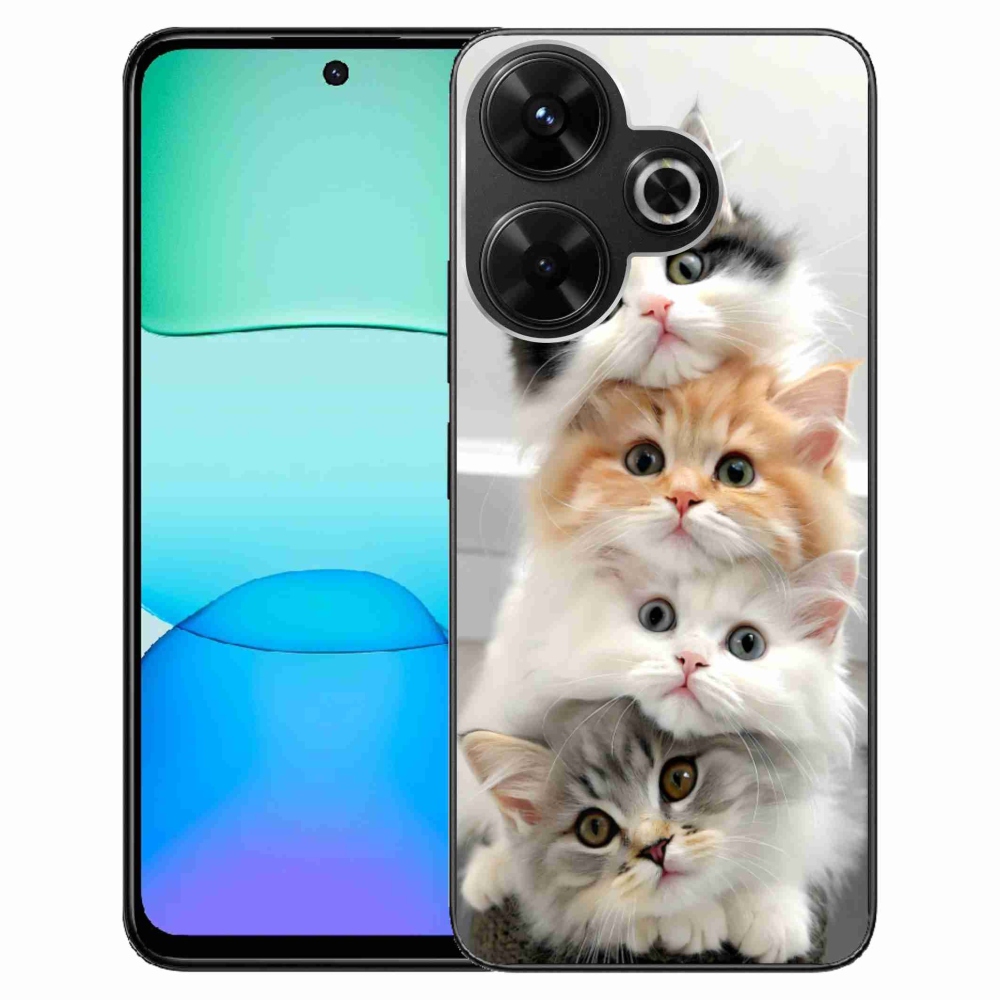 Gél borítás mmCase a Xiaomi Redmi 13 4G/Poco M6 4G - macska csokorhoz