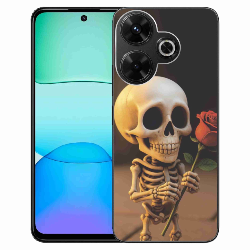 Gél borítás mmCase a Xiaomi Redmi 13 4G/Poco M6 4G számára - csontváz rózsával