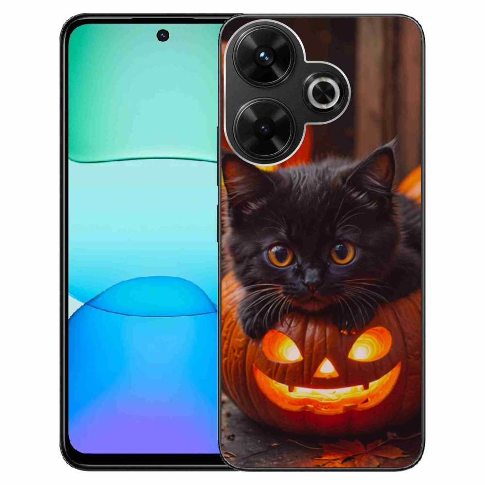 Gél borítás mmCase a Xiaomi Redmi 13 4G/Poco M6 4G - cica és tök - számára