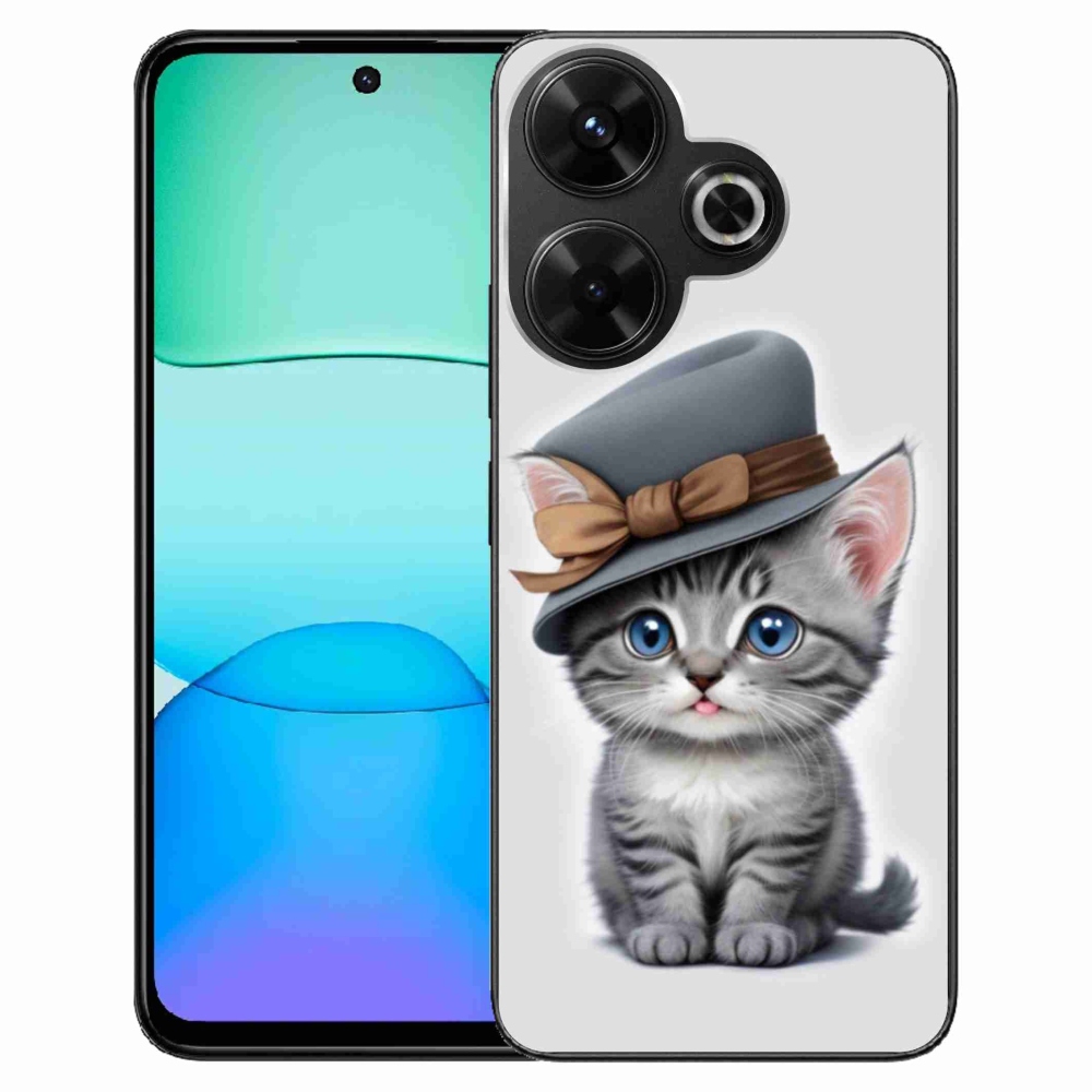 Gél borítás mmCase a Xiaomi Redmi 13 4G/Poco M6 4G számára - cica sapkával