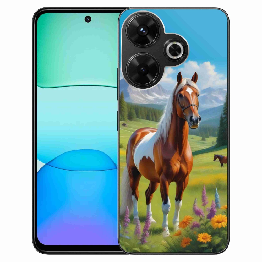 Gél borítás mmCase a Xiaomi Redmi 13 4G / Poco M6 4G számára - ló a réten