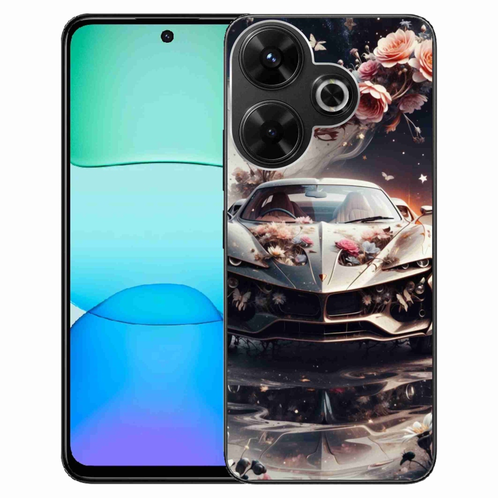 Gél borítás mmCase a Xiaomi Redmi 13 4G/Poco M6 4G - virágos autóval