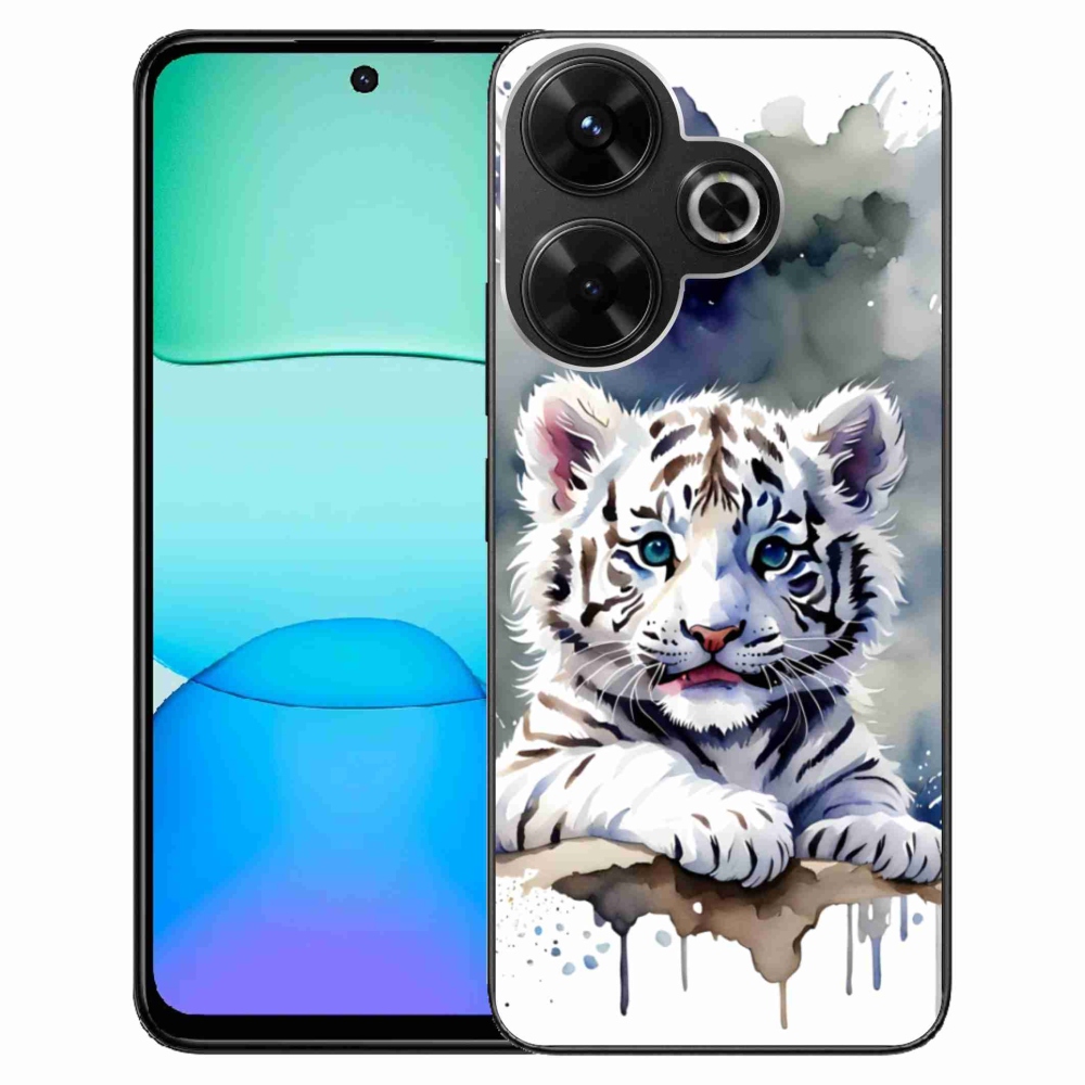 Gél borítás mmCase a Xiaomi Redmi 13 4G/Poco M6 4G számára - fehér tigriskölyök