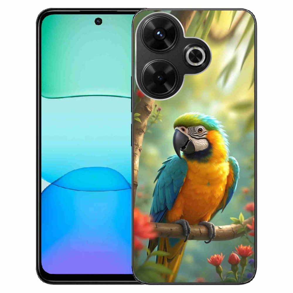 Gél borítás mmCase a Xiaomi Redmi 13 4G / Poco M6 4G - papagáj ara kék és sárga