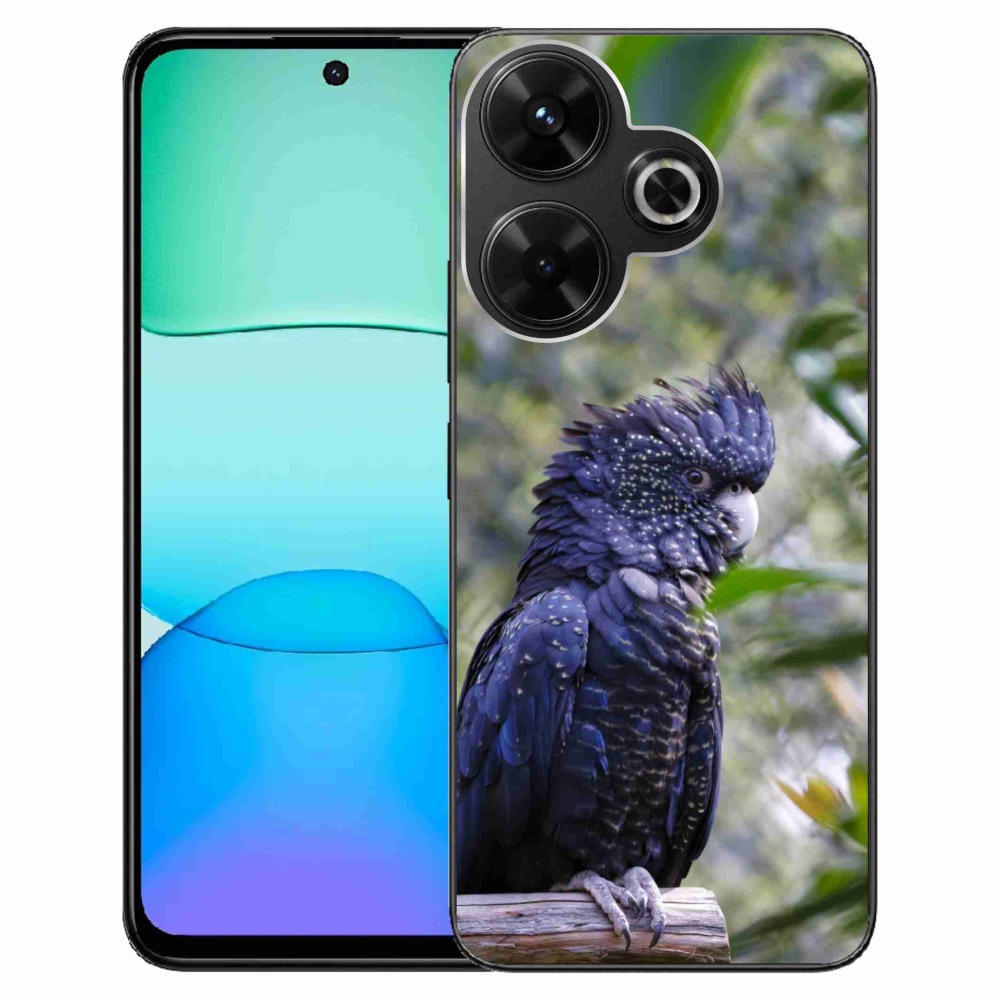 Gél borítás mmCase a Xiaomi Redmi 13 4G / Poco M6 4G számára - papagáj kakadu fekete