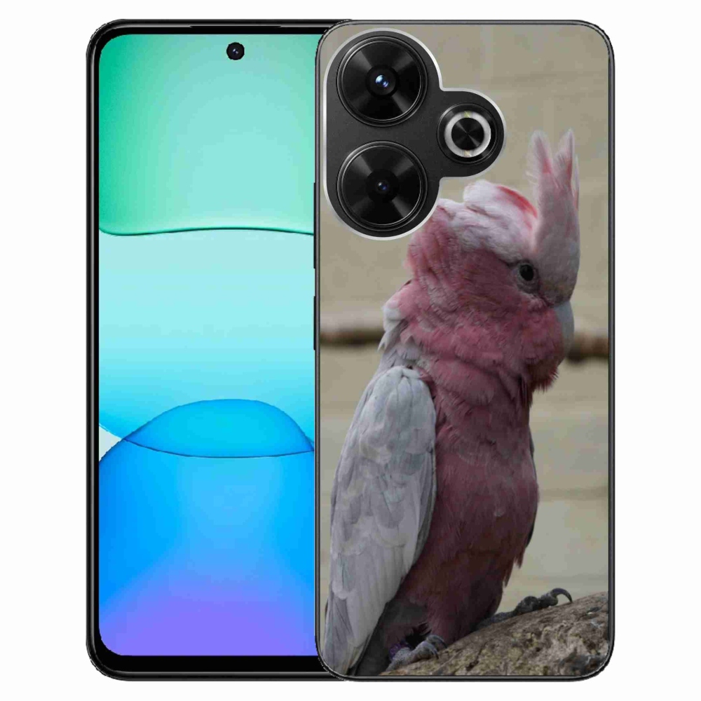 Gél borítás mmCase a Xiaomi Redmi 13 4G/Poco M6 4G számára - papagáj kakadu rózsaszínű