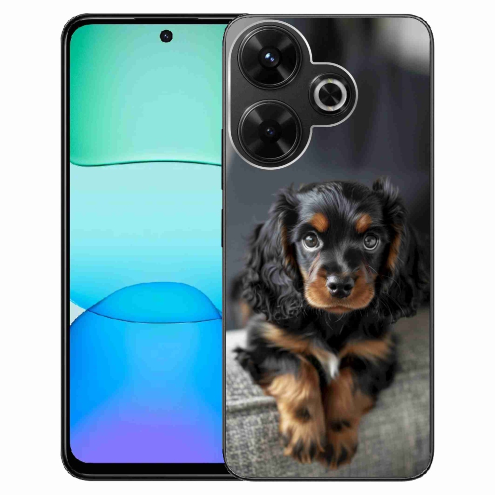 Gél borítás mmCase a Xiaomi Redmi 13 4G / Poco M6 4G számára - aranyos hosszú szőrű tacskó