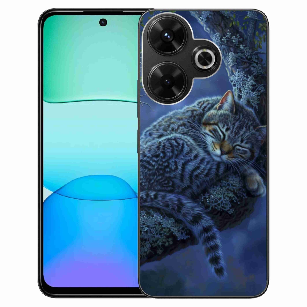 Gél borítás mmCase a Xiaomi Redmi 13 4G/Poco M6 4G - alvó macska számára