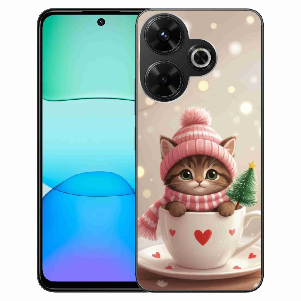 Gél borítás mmCase a Xiaomi Redmi 13 4G / Poco M6 4G számára - Karácsonyi cica a csészében