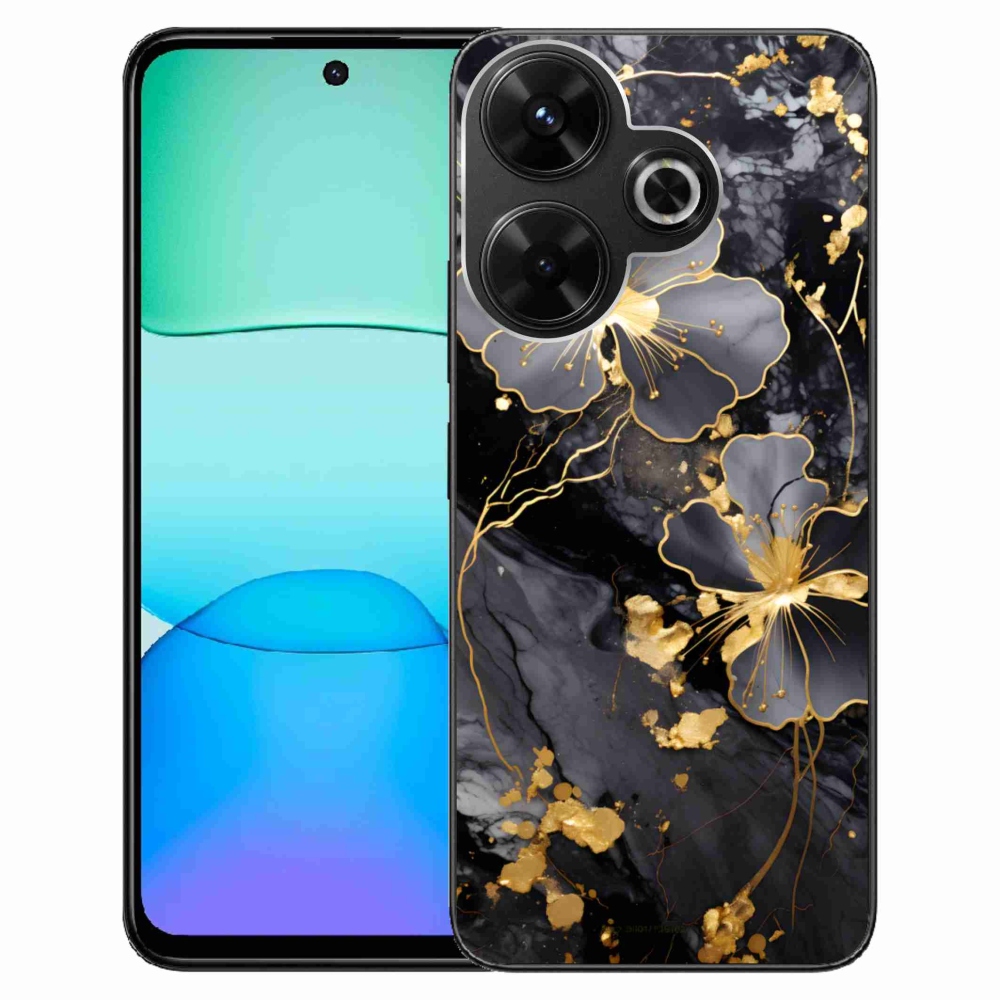 Gél borítás mmCase a Xiaomi Redmi 13 4G/Poco M6 4G - arany virágokhoz