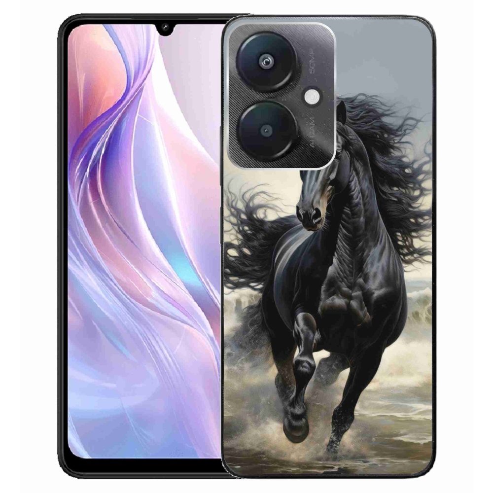 Gél borítás mmCase a Xiaomi Redmi 13C 5G - futó fekete lóhoz