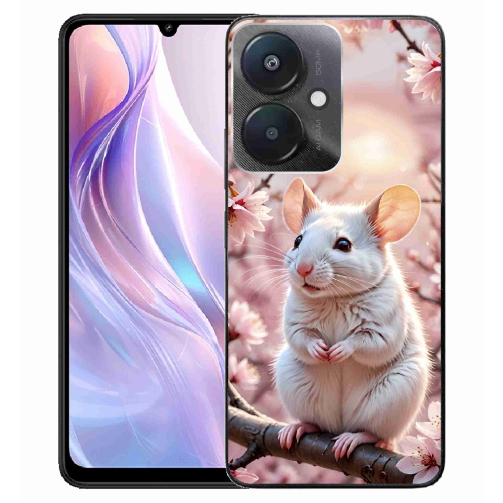 Gél borító mmCase a Xiaomi Redmi 13C 5G-hez - fehér egér az ágon