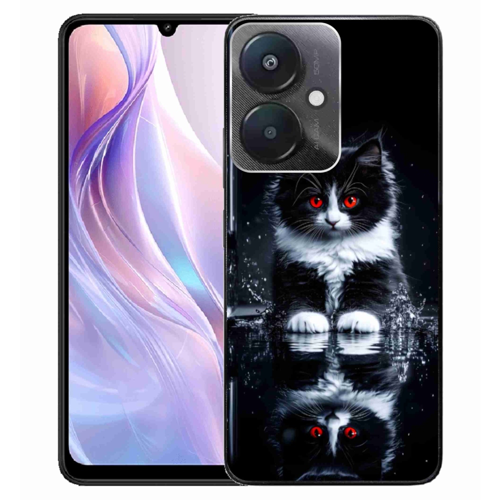 Gél borítás mmCase a Xiaomi Redmi 13C 5G-hez - fekete-fehér cica