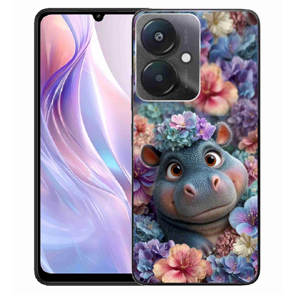 Gél borító mmCase a Xiaomi Redmi 13C 5G számára - víziló virágokban