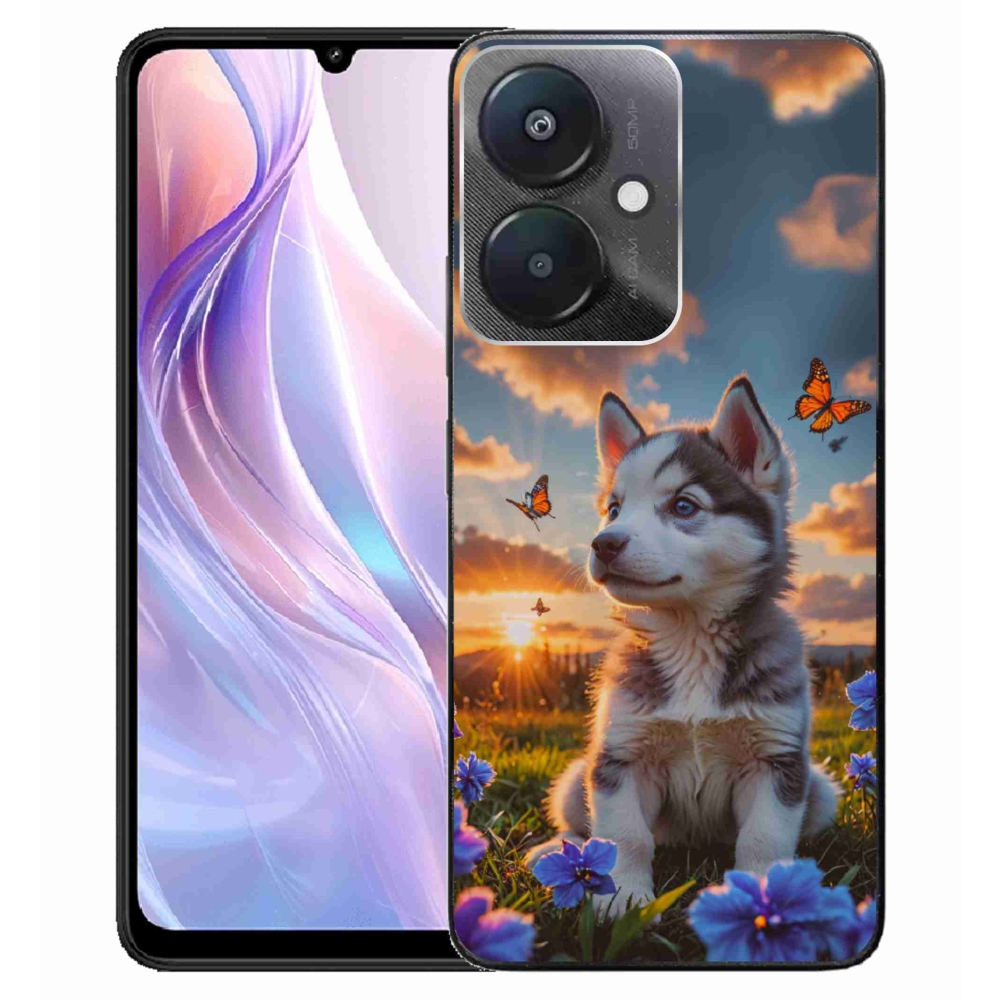 Gél borító mmCase a Xiaomi Redmi 13C 5G számára - husky a naplementében