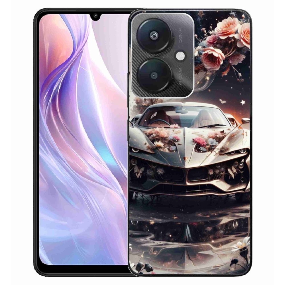 Gél borító mmCase a Xiaomi Redmi 13C 5G-hez - virágos szekérrel